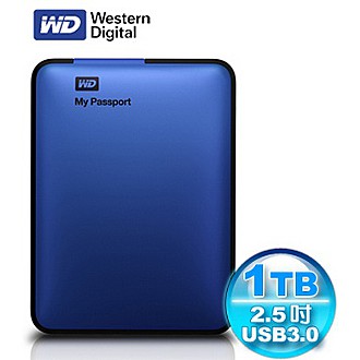 WD My Passport 1TB USB3.0 2.5吋行動硬碟-藍