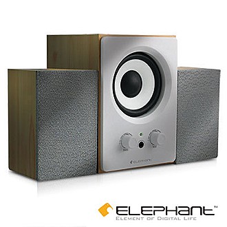 ELEPHANT-木の匠2.1聲道-白色木質Bass迷你喇叭(SP-005W)