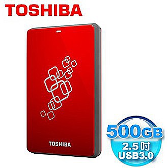 Toshiba Canvio 愛線碟 500GB 2.5吋行動硬碟-搖滾紅