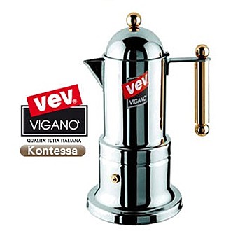 義大利VEV VIGANO Kontessa 金柄摩卡壺 4 cup