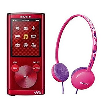 SONY NWZ-E454 MP4影音隨身聽(紅色) 8GB+普普風頭戴型耳機MDR-370LP組合