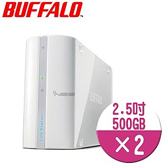 Buffalo (LS-WSX1.0TL/R1-W) 2Bay 1TB迷你掌上型網路儲存