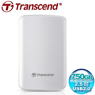 創見StoreJet 25 D2 750GB 2.5吋行動硬碟-靚白蘋果