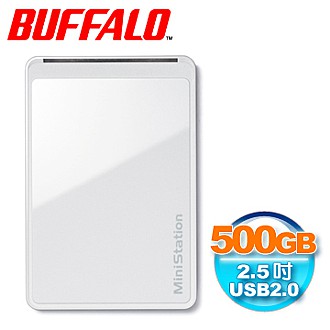 Buffalo 500G 超薄鏡面行動硬碟-白色