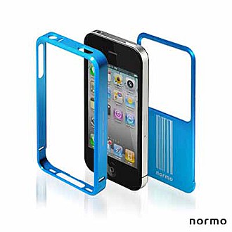 【normo】iPhone4 鋁合金保護框-雷雕背板(亮藍)